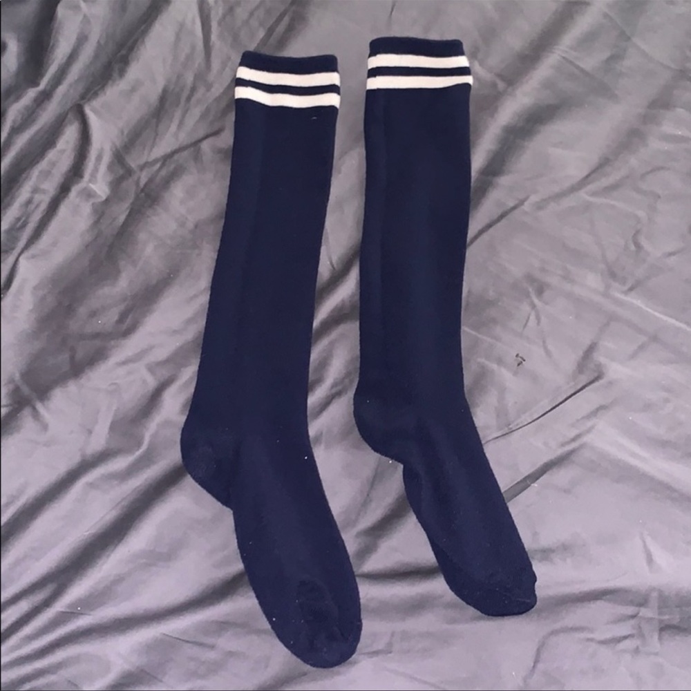 Navy blue and white knee high socks never worn!